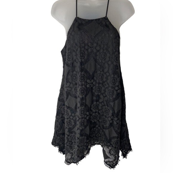 Black Lace Dress Small Boho Cute Casual Beach Summer Top Modern Goth Hippie Date - Picture 1 of 7